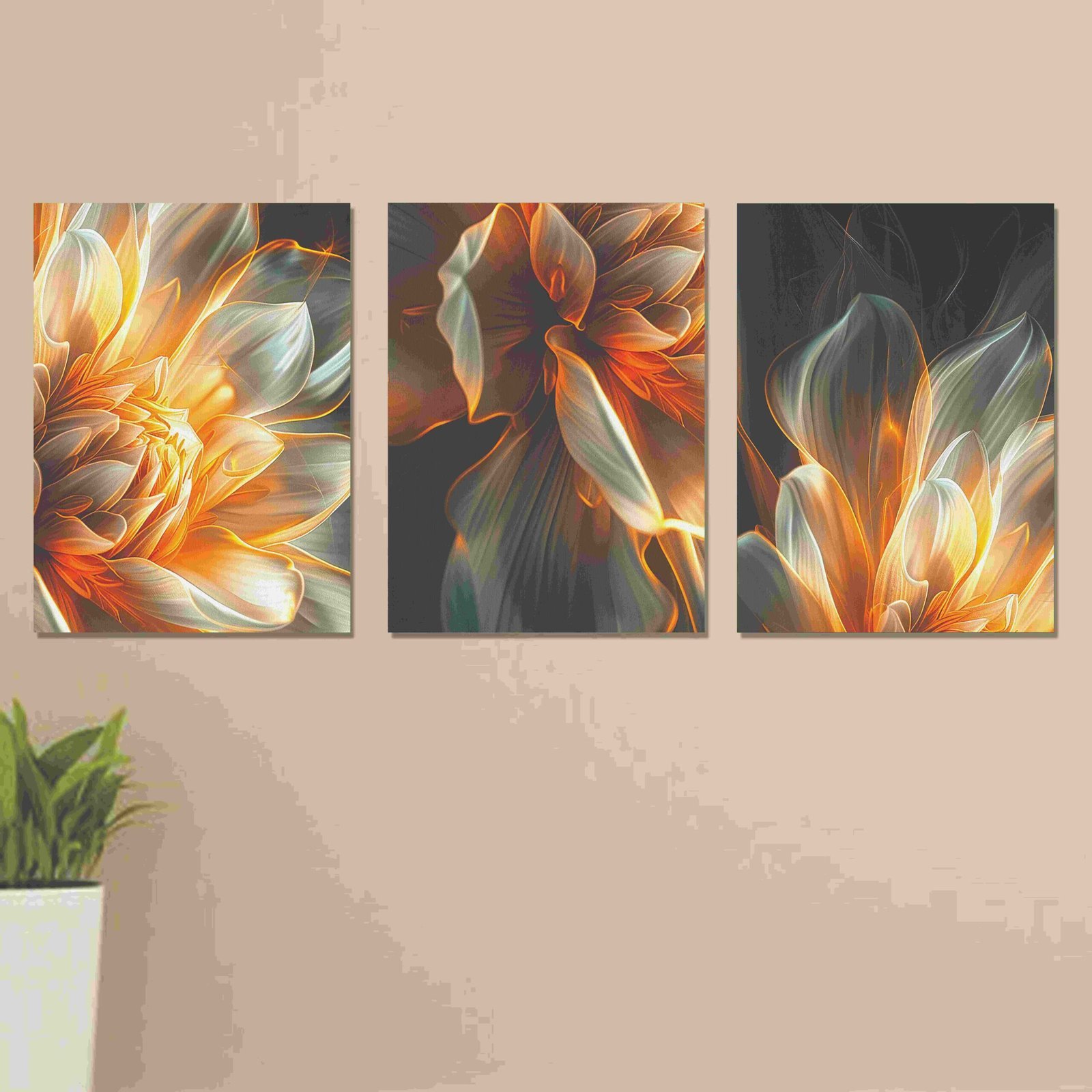 Set of 3 Wall Art Wooden Phototile