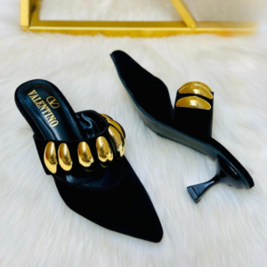 Valentino Garavani Royal VLogo 65 Leather Mules In Black