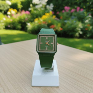Green Melada Quartz Watch With Square Crystal