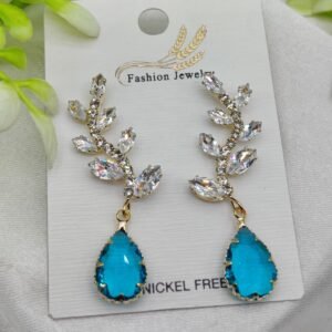 Imported Exquisite Crystal Vine Drop Earrings with Blue