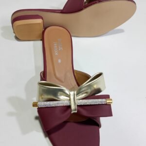 Stylish Maroon Block Heel Slip-On Slippers