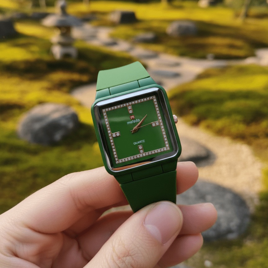 Green Melada Quartz Watch With Square Crystal - Image 2