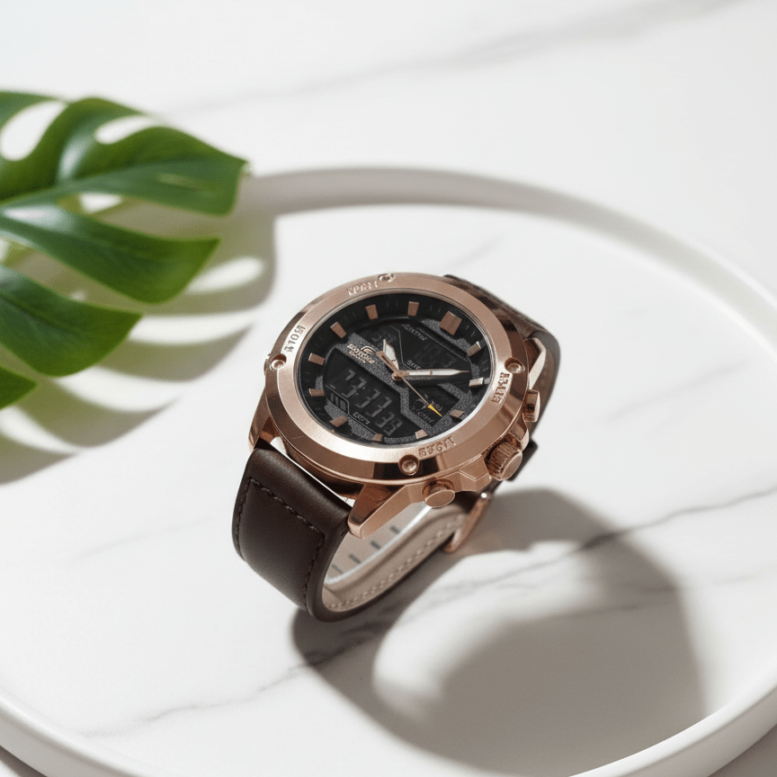 The Apex Emerald Field Watch Featuring a Brushed Rose Gold Bezel - Image 3