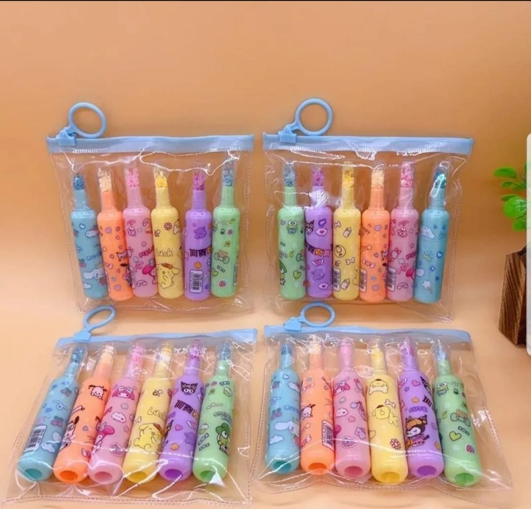 Pack of 6 Bottle Shaped Kromi Character Highlighters - Image 3