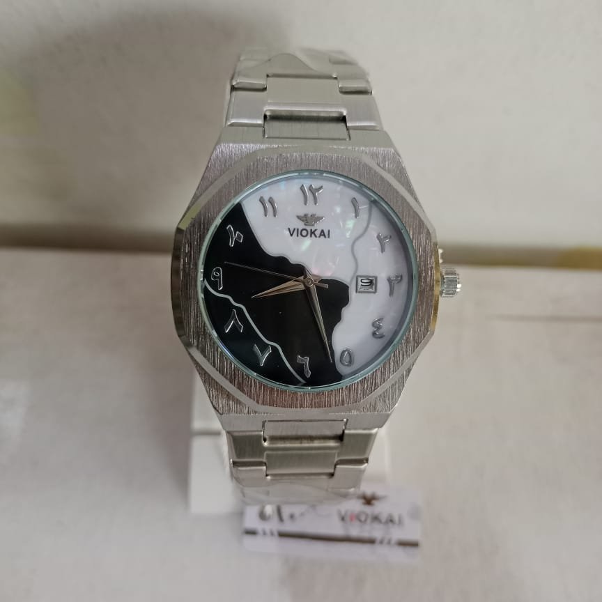 Viokai Arabic Aura Watch With Silver Stainless Steel Band Stylish - Image 3