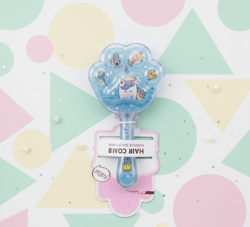 Magical Unicorn Paw-Shaped Glitter Hair Brush & Scalp Massager - Image 3