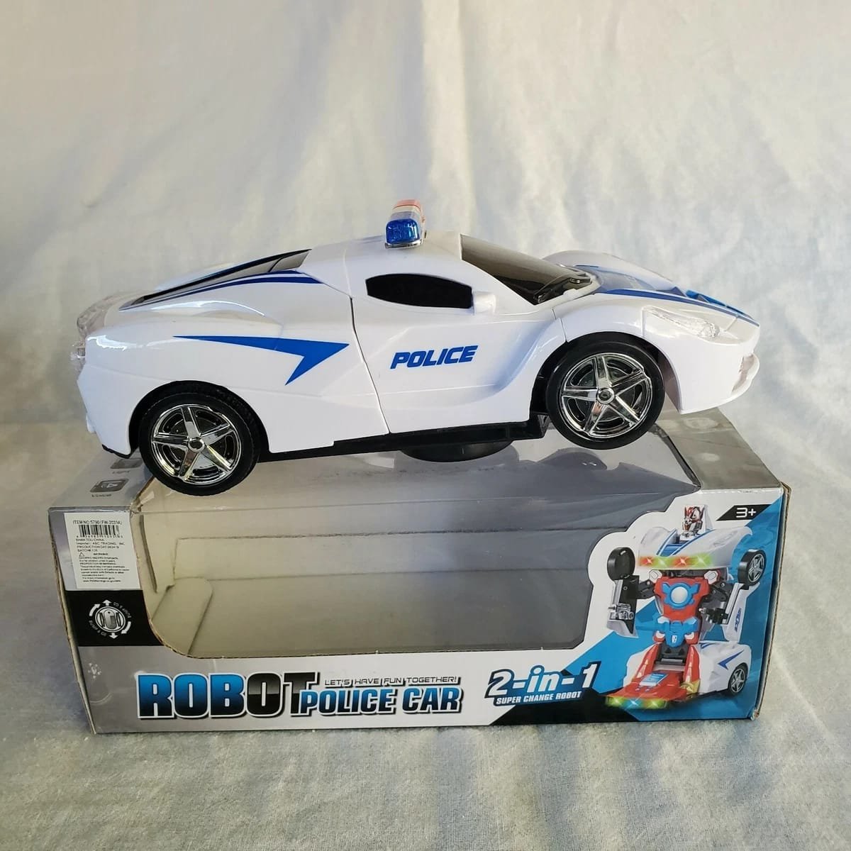 Robot Police Car Toy – Transformer with Lights, Music, Automatic Rotation - Image 2