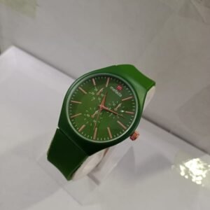 Men's Watch With Green Silicone Strap And Green Dial