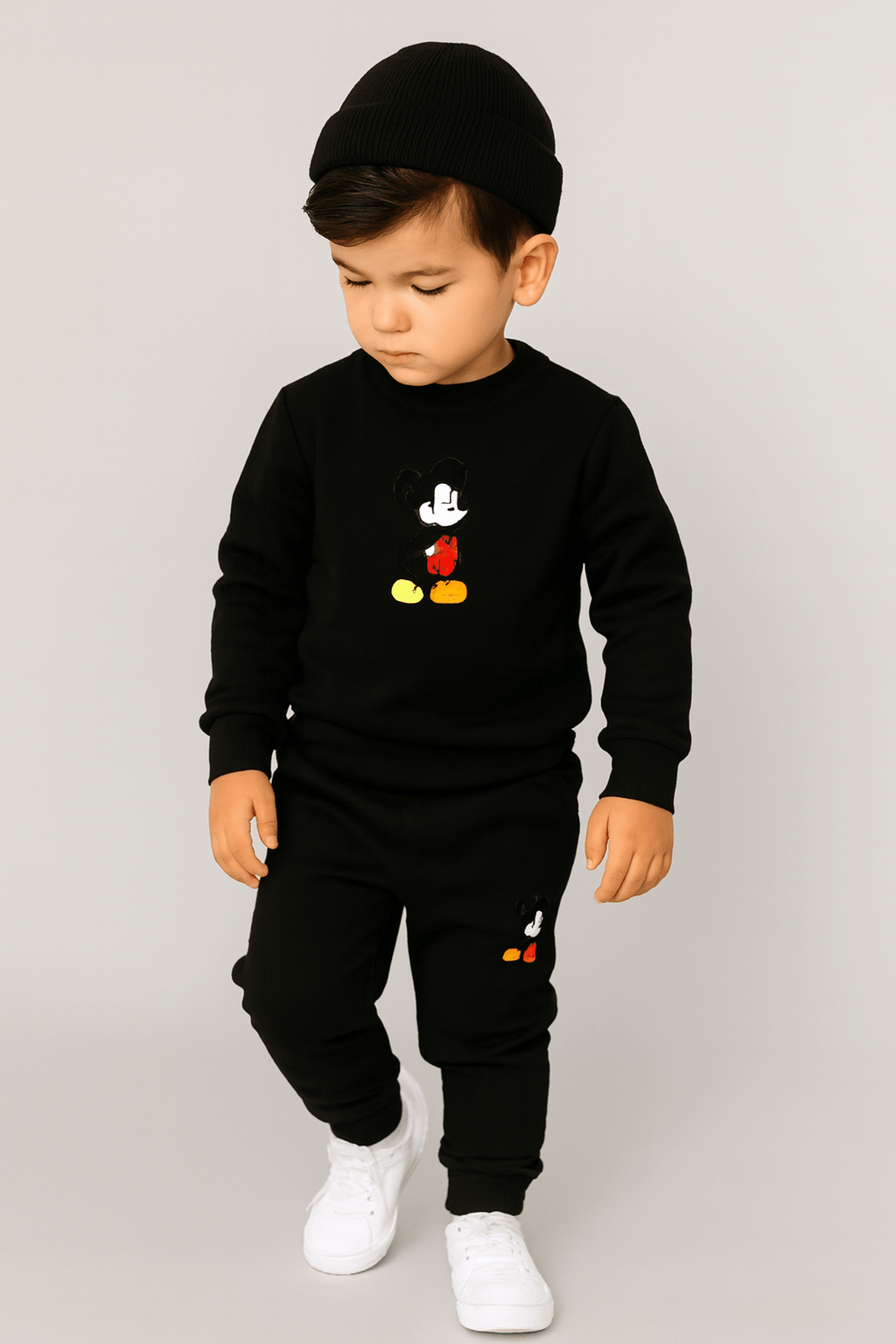 Black Mickey Mouse Printed Kids Tracksuit - Image 3
